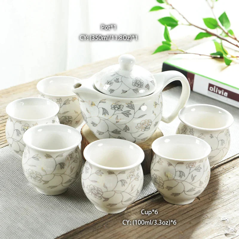 DecorBites™ Dragon Teapot Tea Set, Porcelain Kung Fu Teaware for Puer Oolong Ceremony