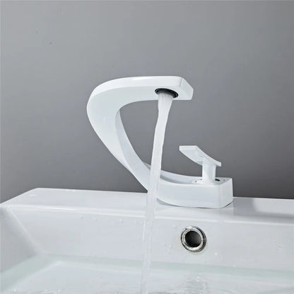 DecorBites™ Gold White Bathroom Basin Faucet Cold Hot Water Mixer Sink Tap