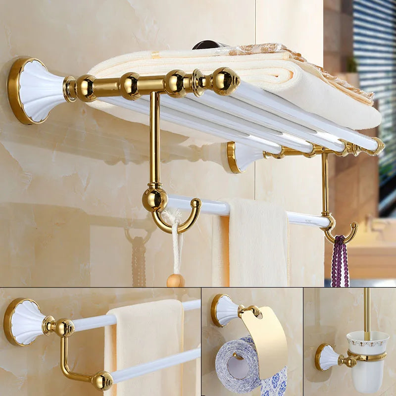 Gold White Bathroom Set