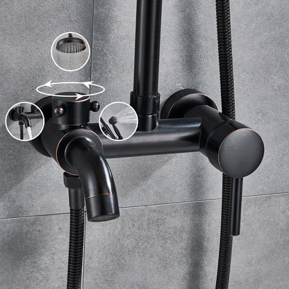 DecorBites™ Black Bronze Bathroom Shower Set with 8" Rainfall Head - Wall Mounted