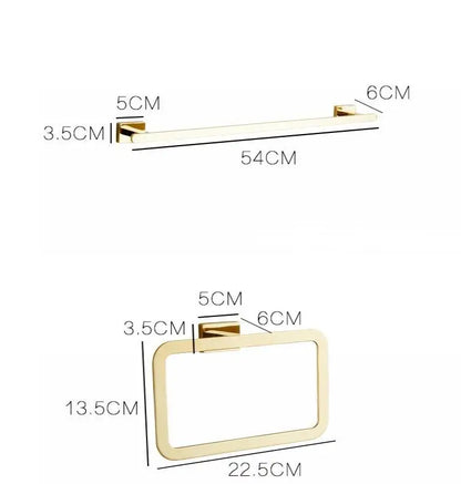 DecorBites™ Gold Towel Ranger: Brass Wall Mounted Bathroom Accessory Rack