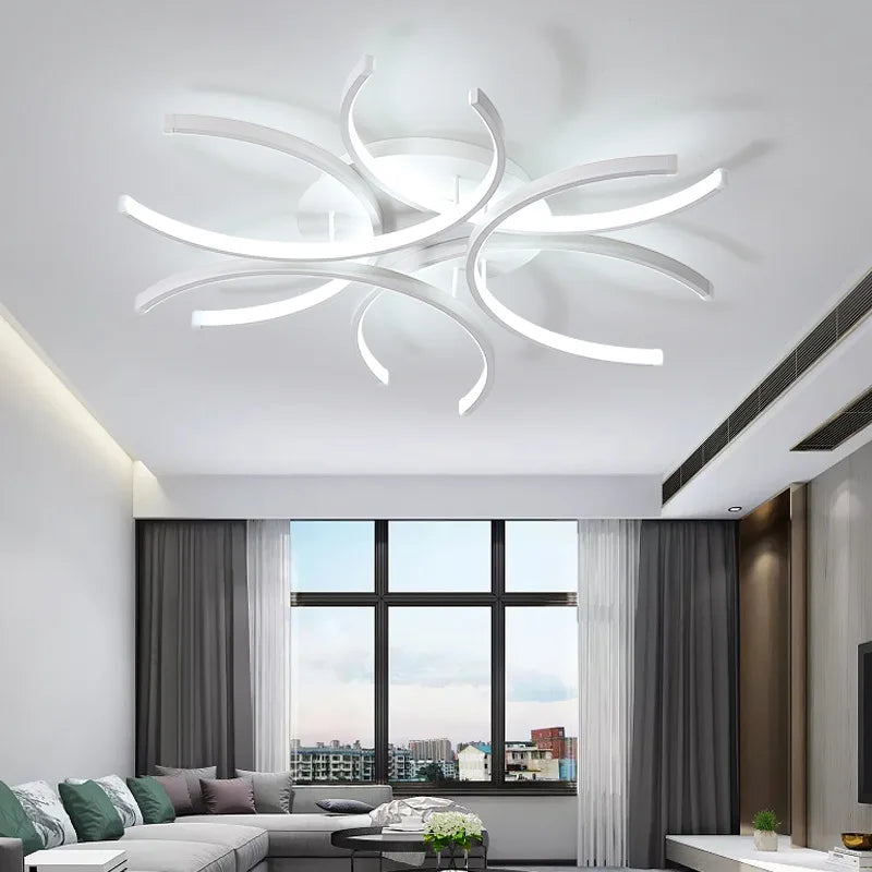 Led Chandelier Lights White Modern Ceiling Lamp Bedroom Circle Attic Living Dining Room Kitchen Interior Light Fixture