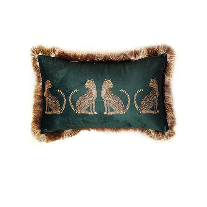 DecorBites™ Leopard Cheetah Wildlife Animals Print Tassels Throw Pillow Cover - Couch Sofa