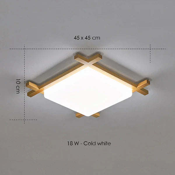 Wood Square Ceiling Light Flush Mount Design