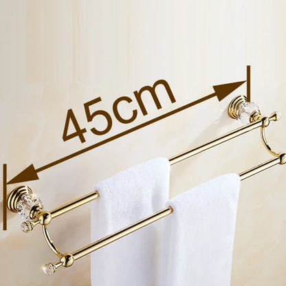 DecorBites™ Crystal Gold Double Towel Bar for Bathroom, 60cm Length