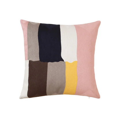 DecorBites™ Geometric Embroidery Pillow Cover 45x45cm/30x50cm Yellow Pink Abstract Design