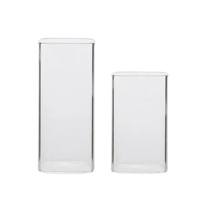 DecorBites™ 370ml Transparent Glass Square Tea Milk Cup - Temperature Resistant Juice Cup