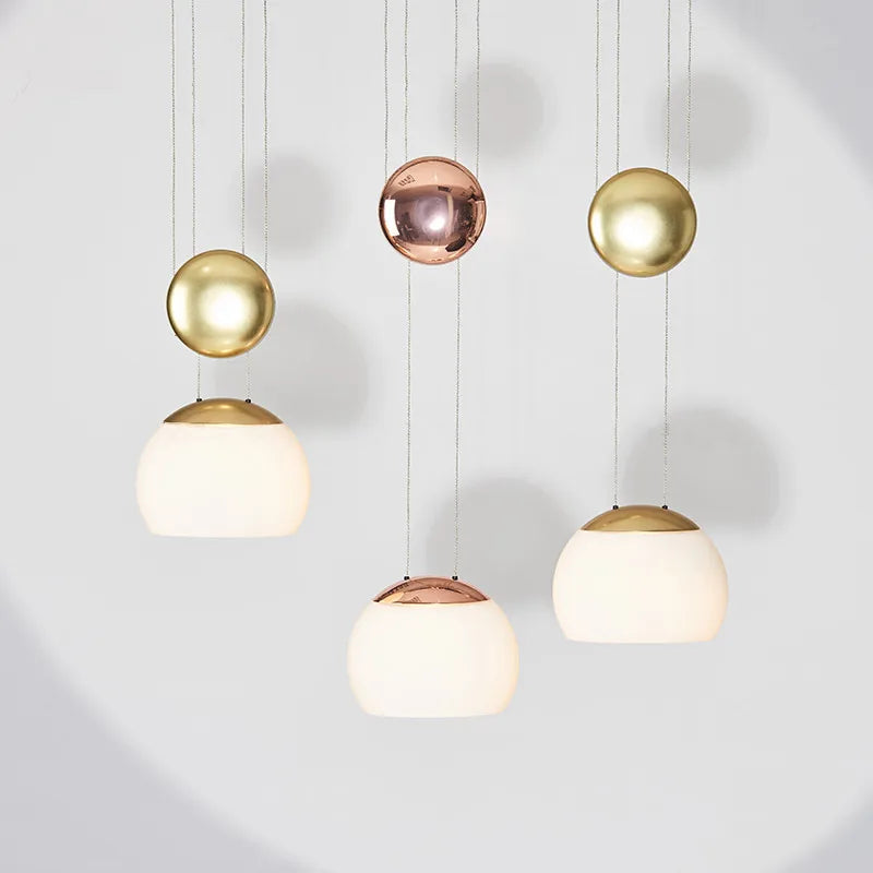Gold LED Glass Pendant Rose Gold Adjustable