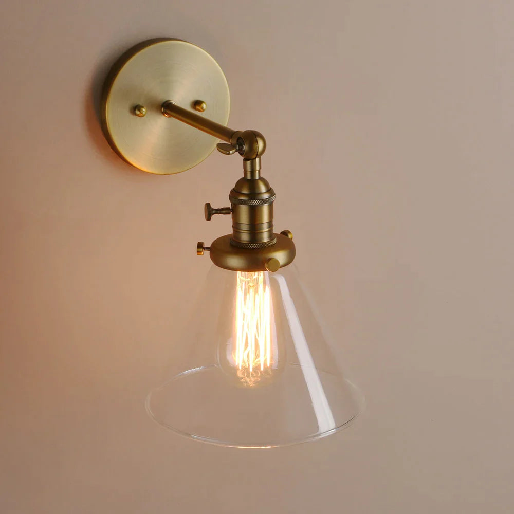 DecorBites™ Funnel Glass Wall Lamp E27 Sconce Modern Bedroom Light Fixtures