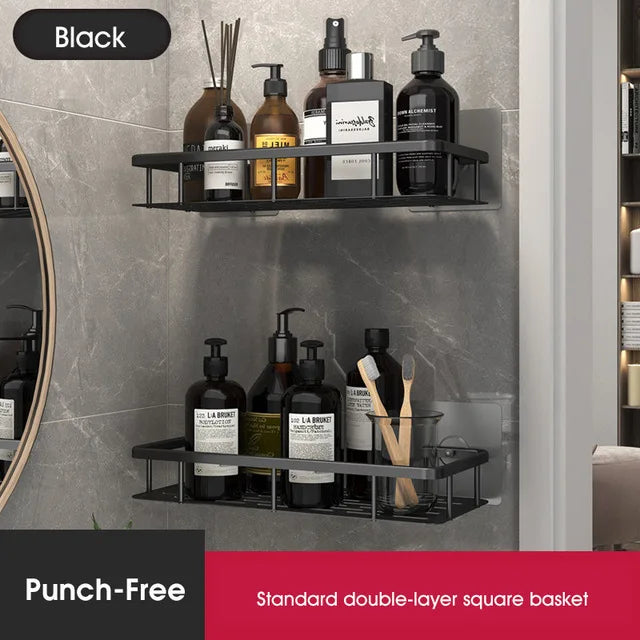 DecorBites™ Bathroom Corner Shelves Suction Cup Storage Rack Shower & Kitchen Organizer