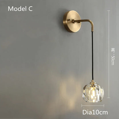 DecorBites™ Crystal LED Wall Sconce Copper Light Fixture for Modern Luxury Home Decor