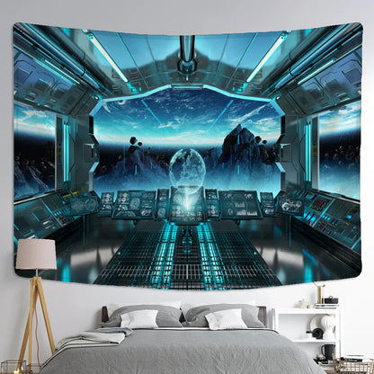 DecorBites™ Galaxy Alien Planet UFO Spacecraft Tapestry Wall Hanging Home Decor