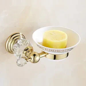 DecorBites™ Gold Crystal Bathroom Accessories Set: Luxe Brass Bath Hardware Wall Mount Collection
