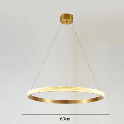 Gold Circle LED Chandelier 3-Ring Design