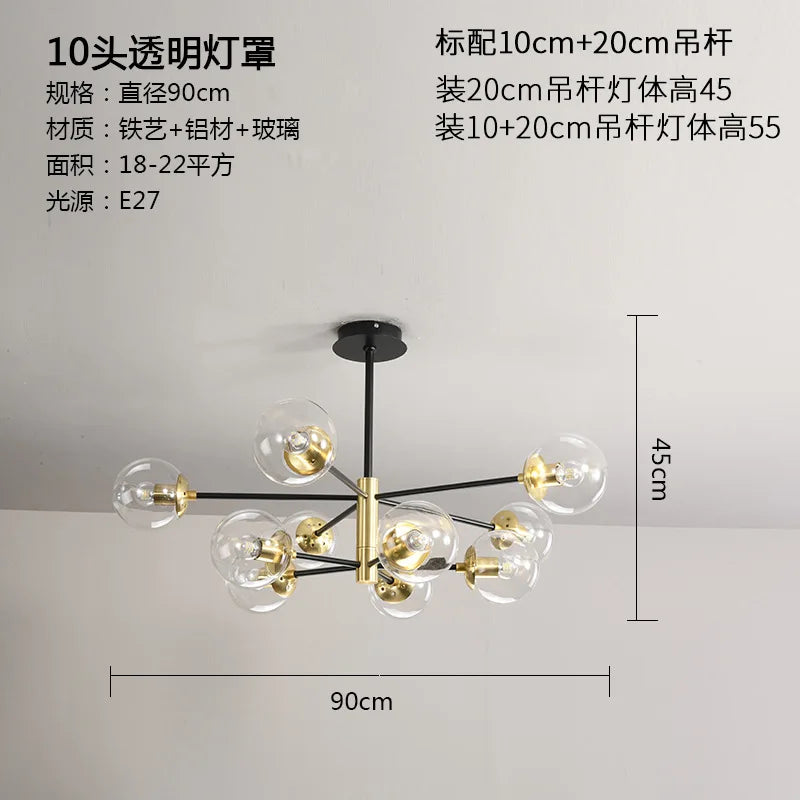 DecorBites™ Glass Ball LED Chandelier - Modern Indoor Lighting Fixtures for Living Room & Bedroom