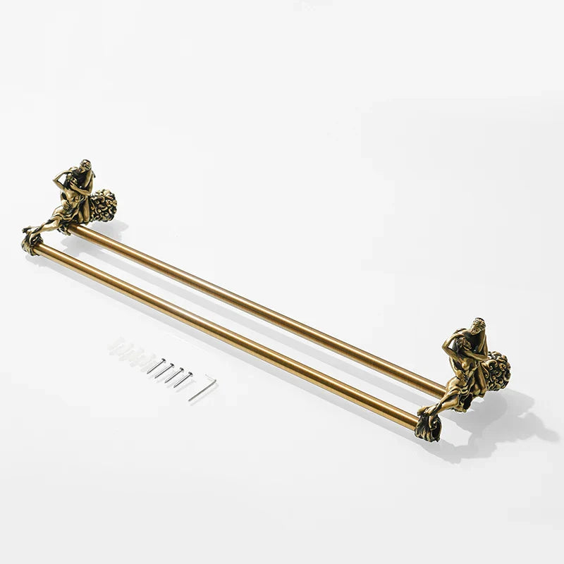 DecorBites™ Double Towel Bars: Gold/Silver Bathroom Towel Rack Holder, Wall Mounted Brass