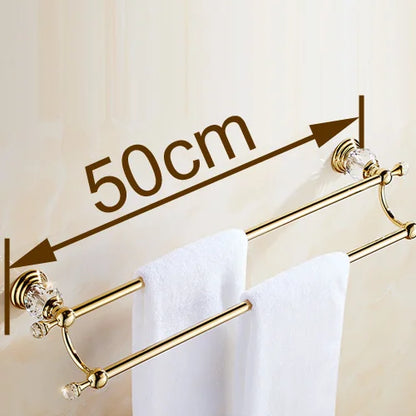 DecorBites™ Crystal Gold Double Towel Bar for Bathroom, 60cm Length