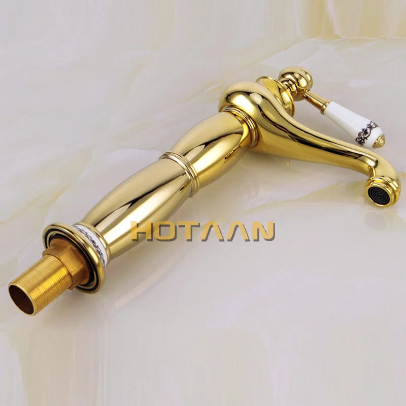 Gold Single Handle Faucet With Ceramic Taps