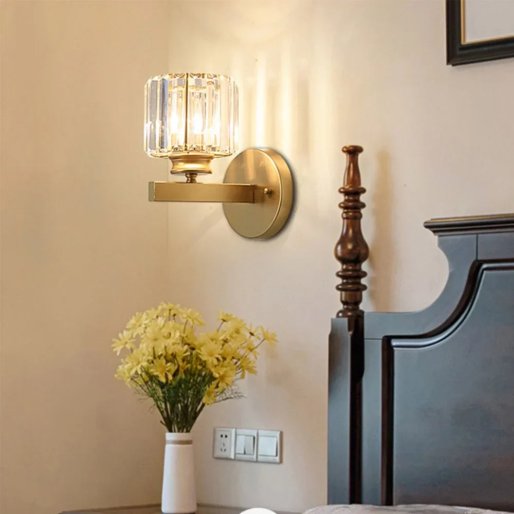 DecorBites™ Crystal Glass Wall Sconce for Bedroom & Living Room Lighting