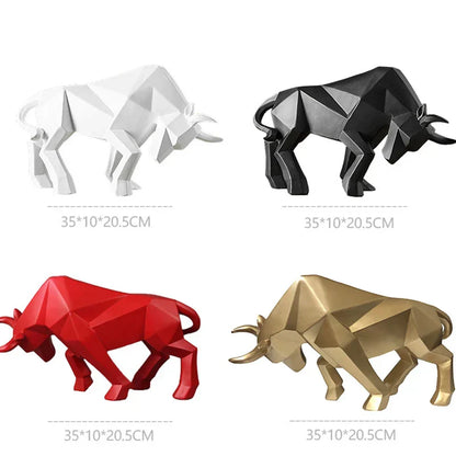 DecorBites™ Geometric Bull Sculpture - Modern Home Decor, Office, Living Room Ornament