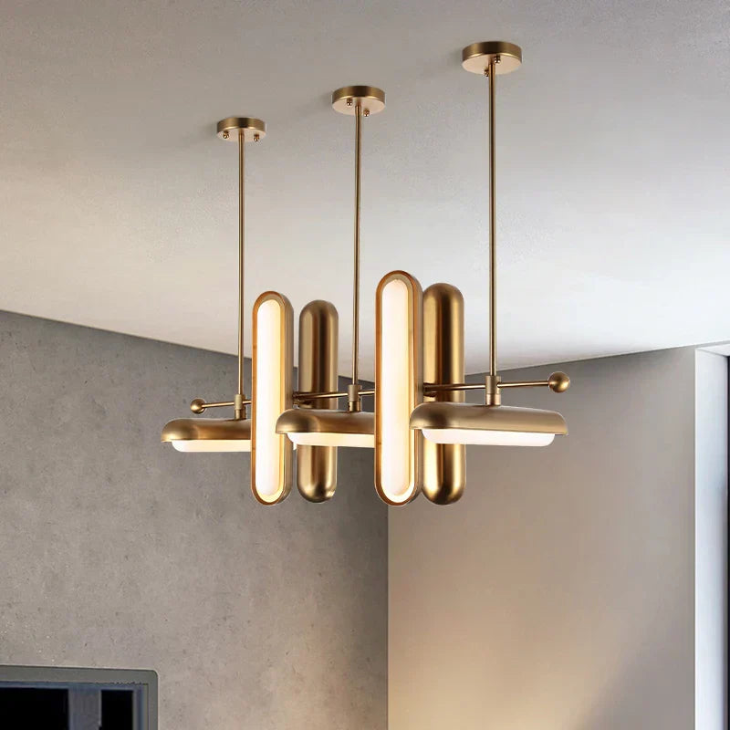 Gold Iron Glass Chandelier