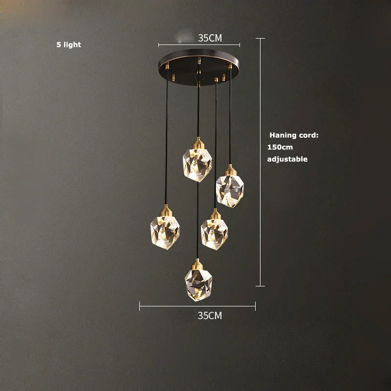DecorBites™ Crystal Copper Black LED Chandelier for Dinning Room
