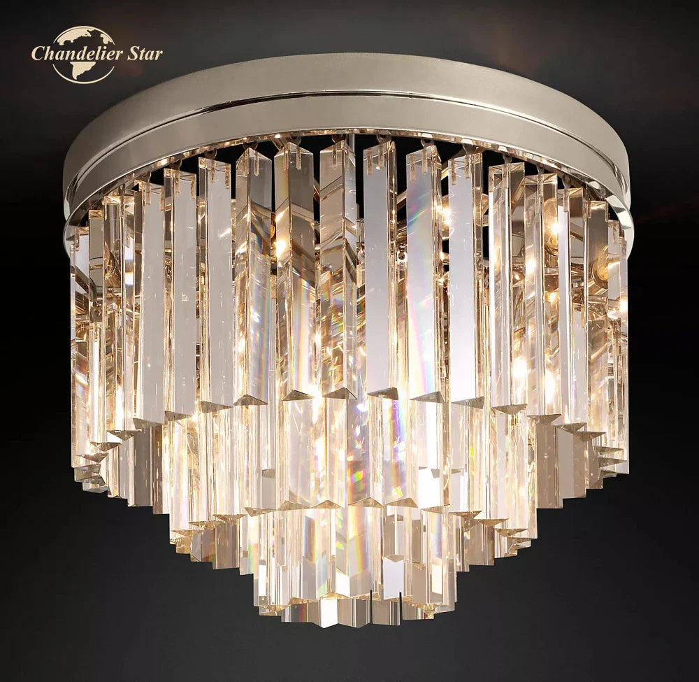 DecorBites™ Crystal Flushmount Chandelier - Modern Ceiling Light for Living Room