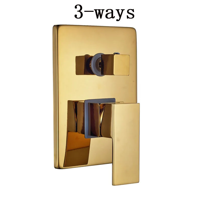 DecorBites™ Golden 3-ways Shower Faucet Wall Mounted Mixer with Plastic Handshower