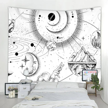DecorBites™ Black & White Stars Mandala Tapestry - Home Decor