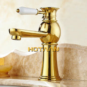Gold Brass Deck-Mounted Basin Faucet Design