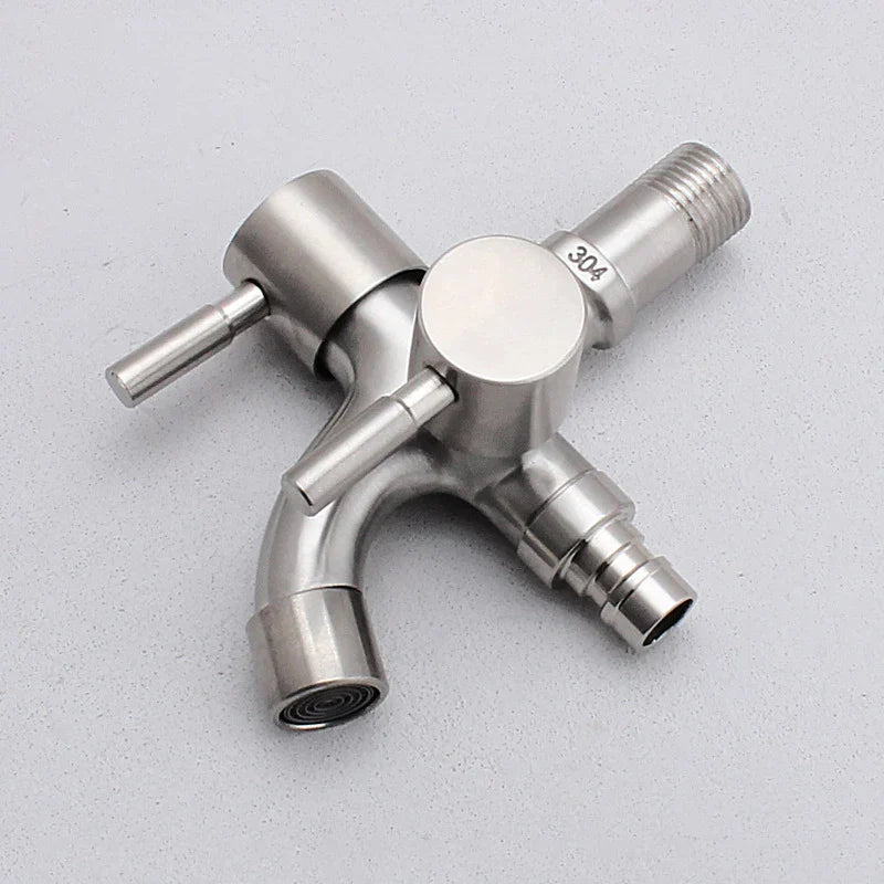 DecorBites™ Dual-Outlet Stainless Steel Faucet for Outdoor Garden Sink and Washing Machine