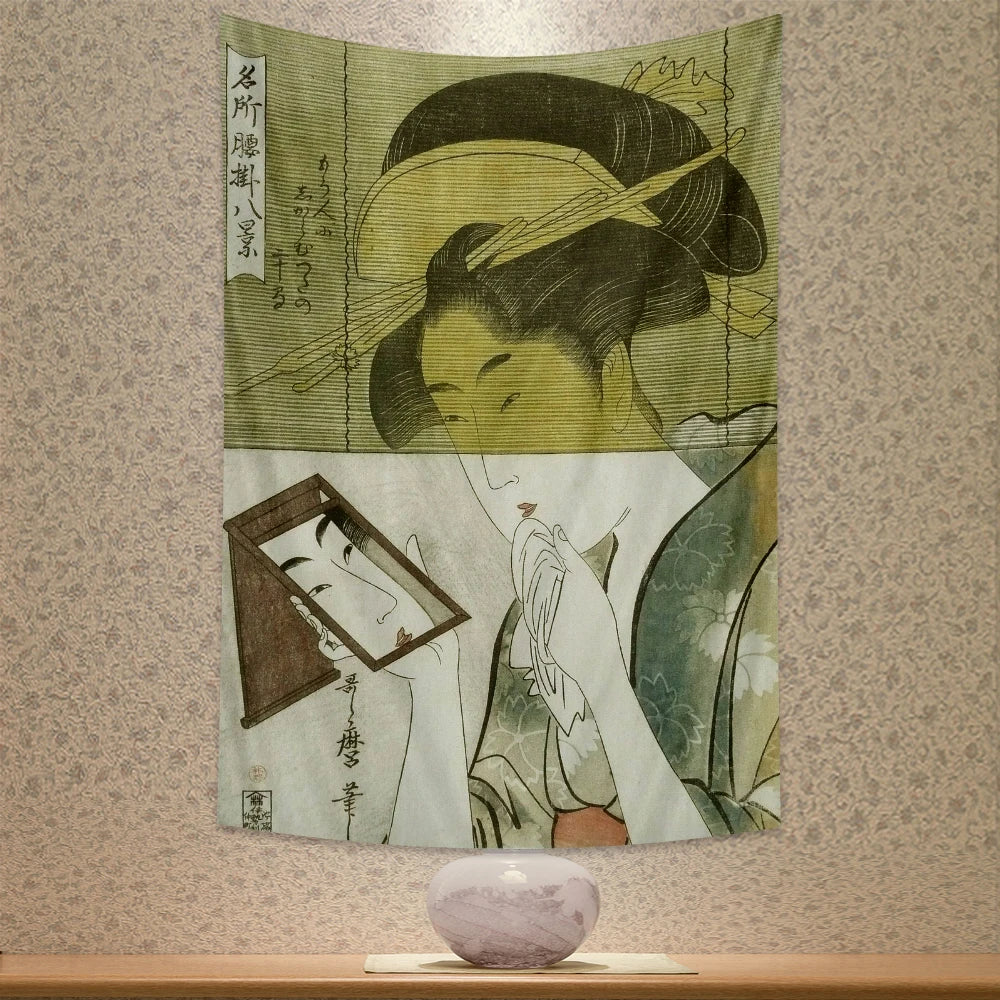 DecorBites™ Geisha Kanagawa Print Wall Hanging for Bohemian Home Decor & Yoga Mat
