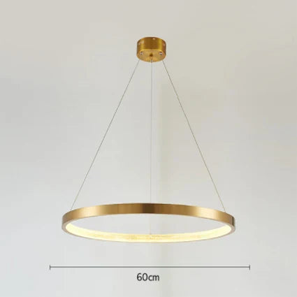 Gold Circle LED Chandelier 3-Ring Design
