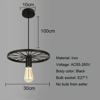 DecorBites™ Iron Wheel Chandelier | Retro Loft Industrial Pendant Light for Dining Room