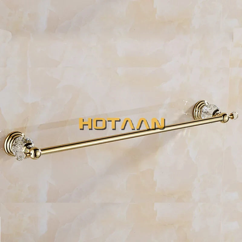 DecorBites™ Golden Crystal Single Towel Bar - Stainless Steel Bathroom Rack