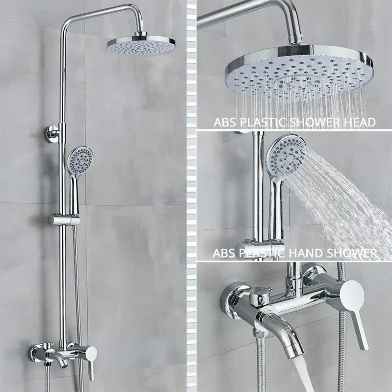 DecorBites™ Gold Polish 8" Rain Shower System Wall Mounted Bathtub Faucet