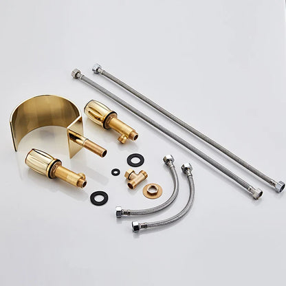 DecorBites™ Gold Double Handle Basin Faucet - Three Hole Bathroom Sink Mixer