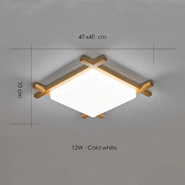 Wood Square Ceiling Light Flush Mount Design