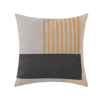 DecorBites™ Geometric Embroidery Cushion Cover 45x45cm Black Grey Soft Cozy for Home Decor