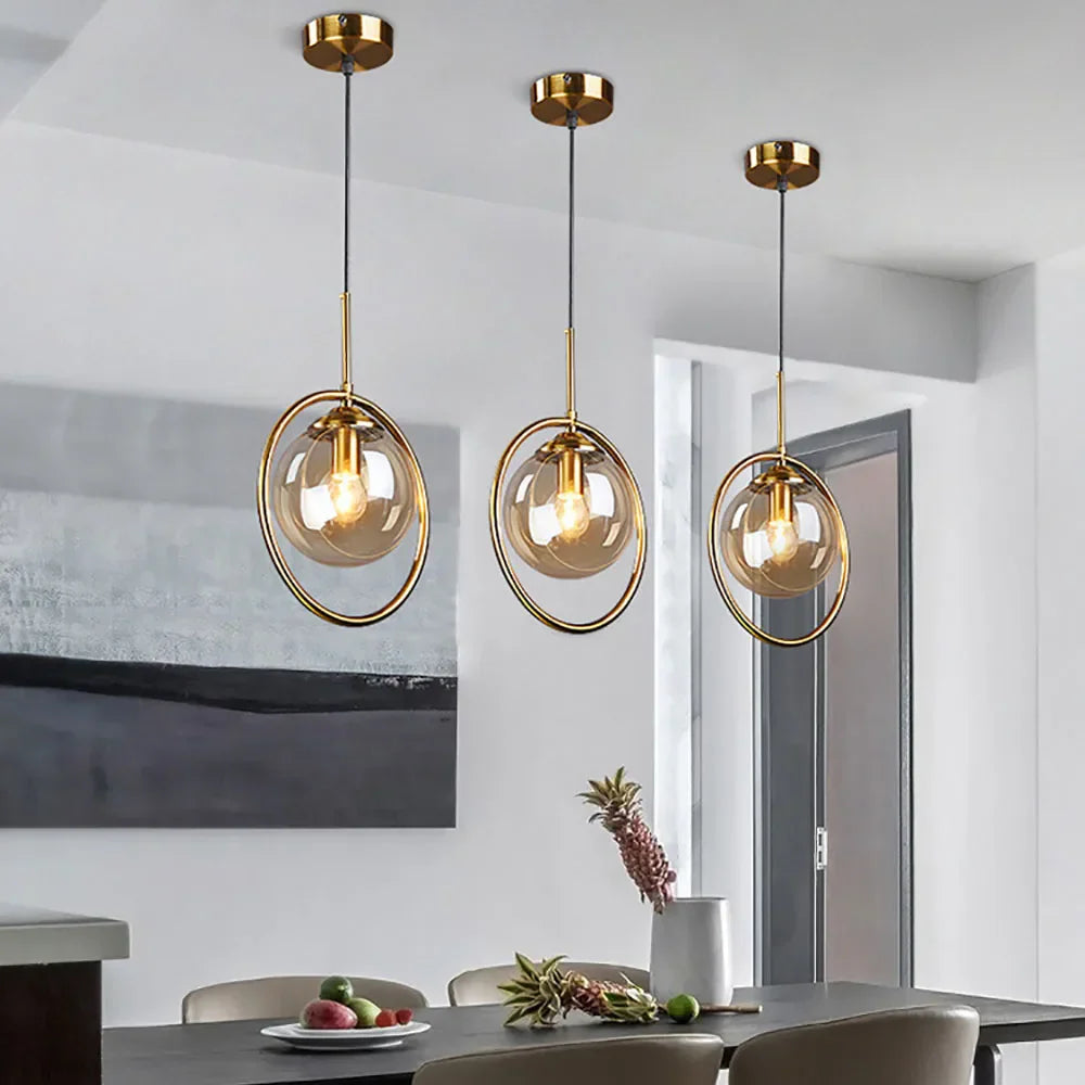 DecorBites™ Glass Ball Pendant Lamps: Modern Lighting for Bar, Restaurant, Bedroom