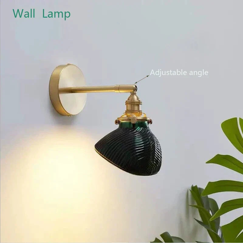 Green Glass Brass Chandelier