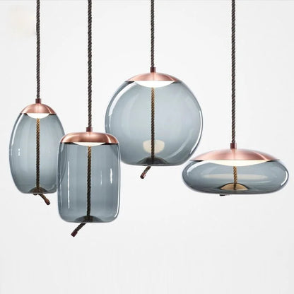 DecorBites™ Hemp Rope Knot Pendant Lights - Suspendu Glass Hanging Lamp