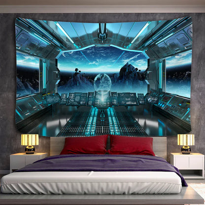 DecorBites™ Galaxy Alien Planet UFO Spacecraft Tapestry Wall Hanging Home Decor