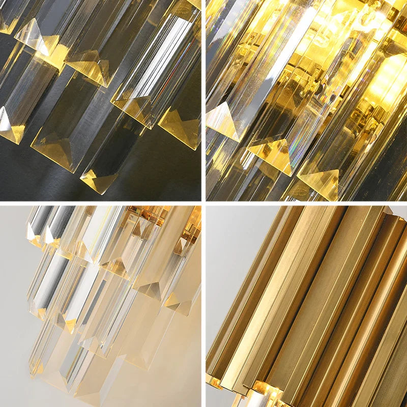 Gold Crystal LED Wall Lamp Large Gold Finish