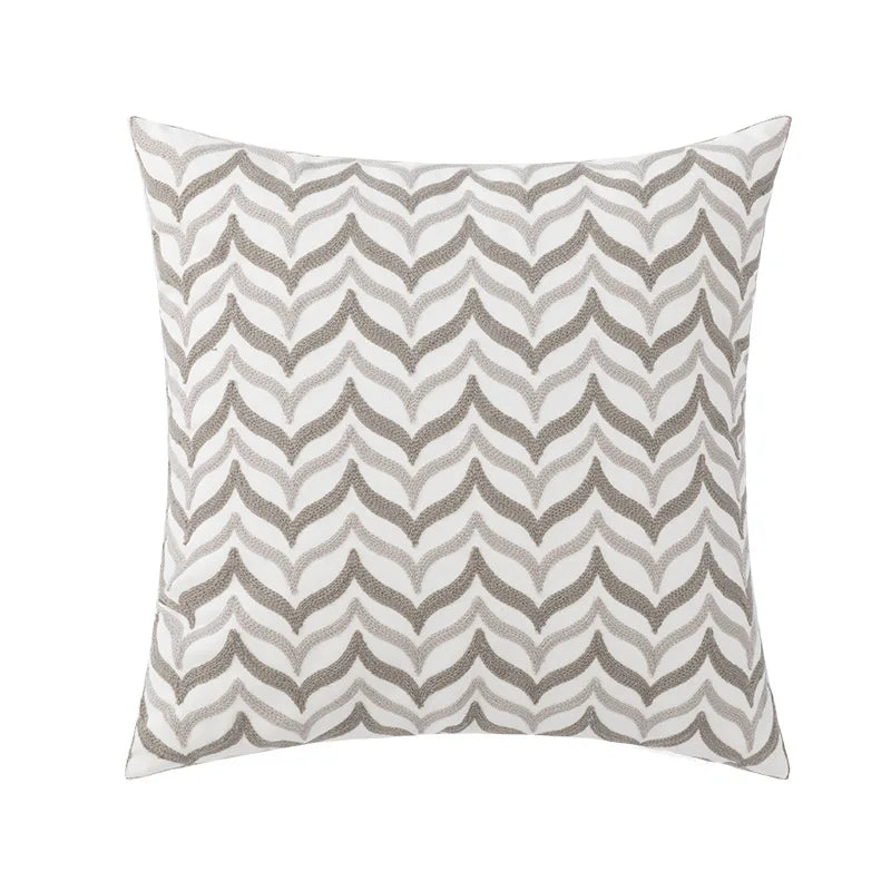 DecorBites™ Geometric Embroidery Cushion Cover 45x45cm Black Grey Soft Cozy for Home Decor