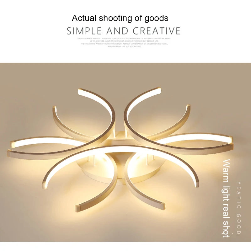 Led Chandelier Lights White Modern Ceiling Lamp Bedroom Circle Attic Living Dining Room Kitchen Interior Light Fixture