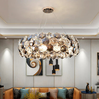 DecorBites™ Crystal Wrought Iron Chandelier: Creative Dining & Living Room Suspension Light