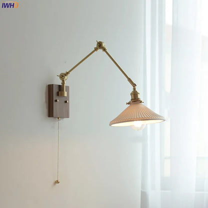 DecorBites™ Copper Swing Arm Wall Lamp Sconce - LED Wall Light for Bedroom Living Room