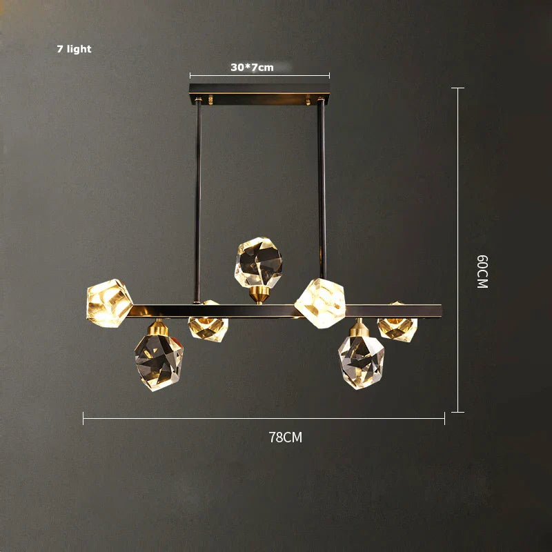 DecorBites™ Black Crystal Copper LED Chandelier for Dining Room - Art Deco Hanging Lamp