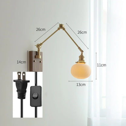 DecorBites™ Copper Swing Arm Wall Lamp Sconce - LED Wall Light for Bedroom Living Room